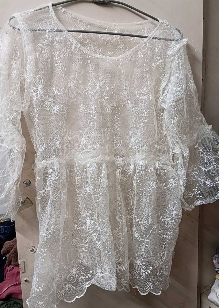 Sheer White Lace Top