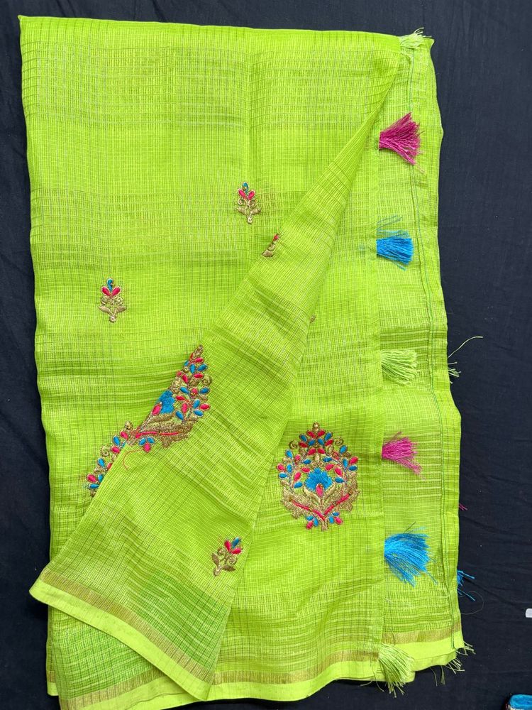 Elegant Green Embroidered Saree