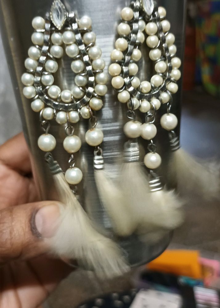 White pearl earring