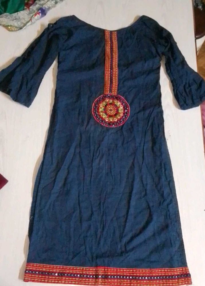 new Embroidered Blue Kurta with designer sleeve