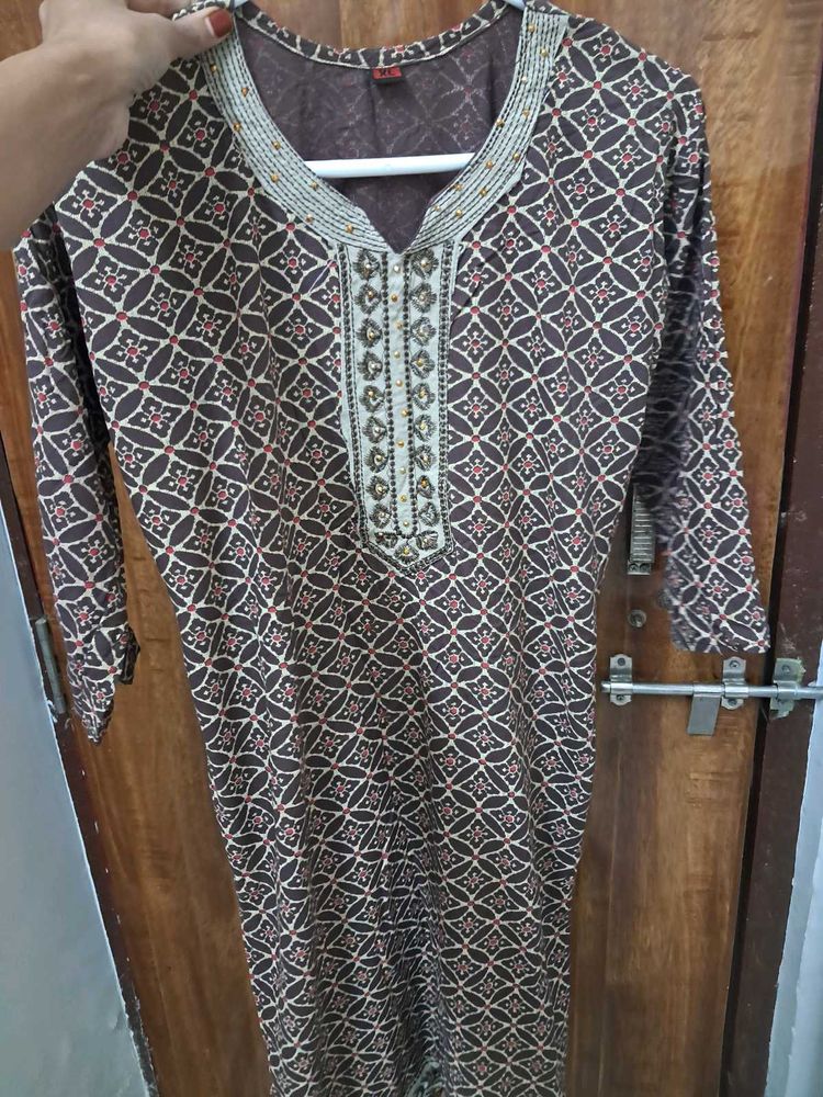 Brown Patterned Kurti