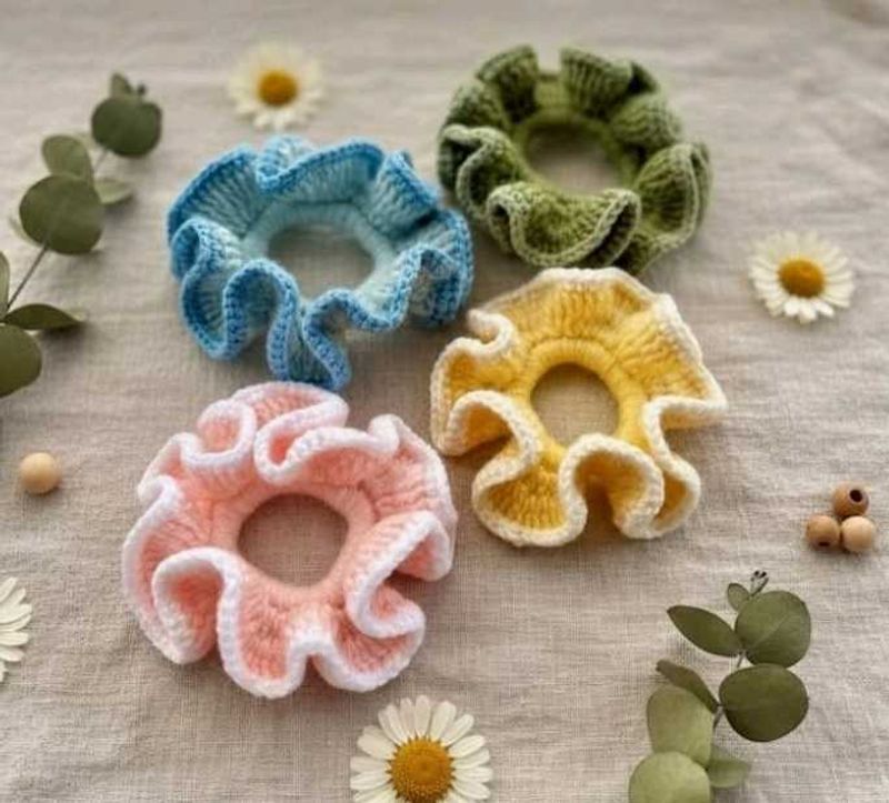 Handmade Crochet Scrunchies - Set of 4
