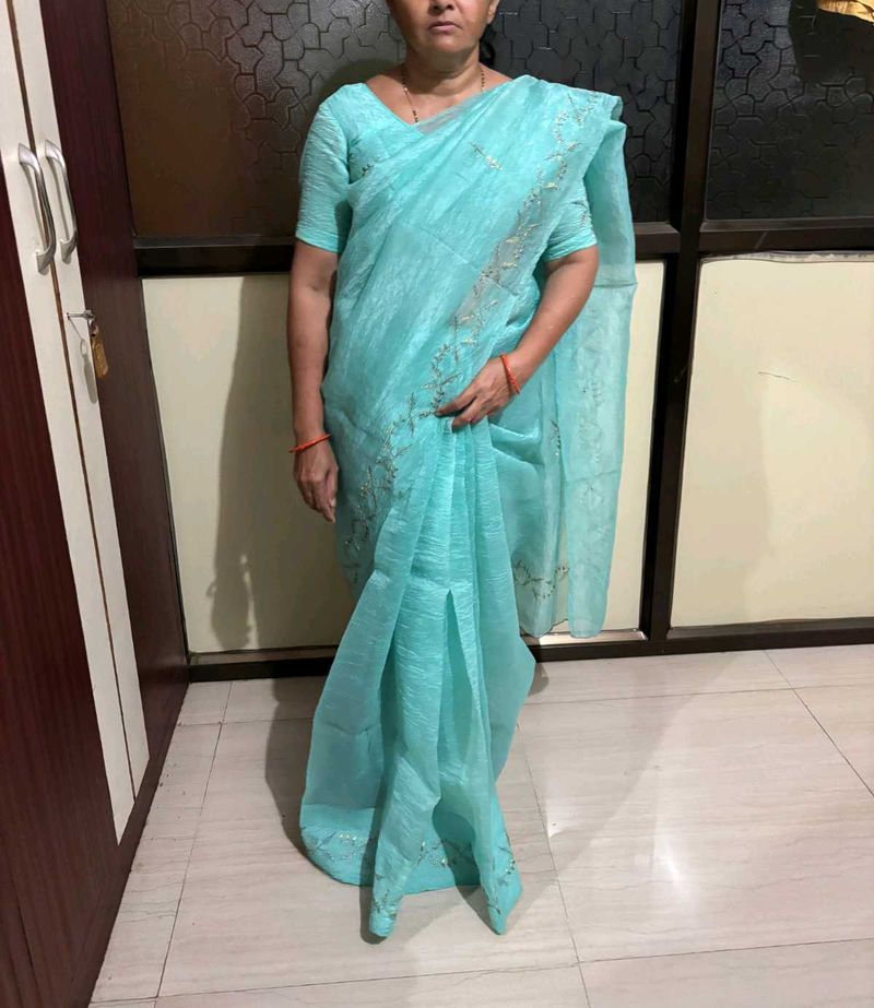 beautiful teal saree