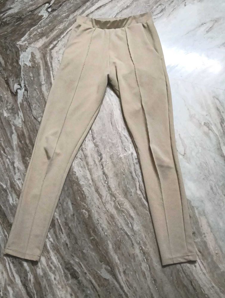 Stylish Beige Slim Fit Pants