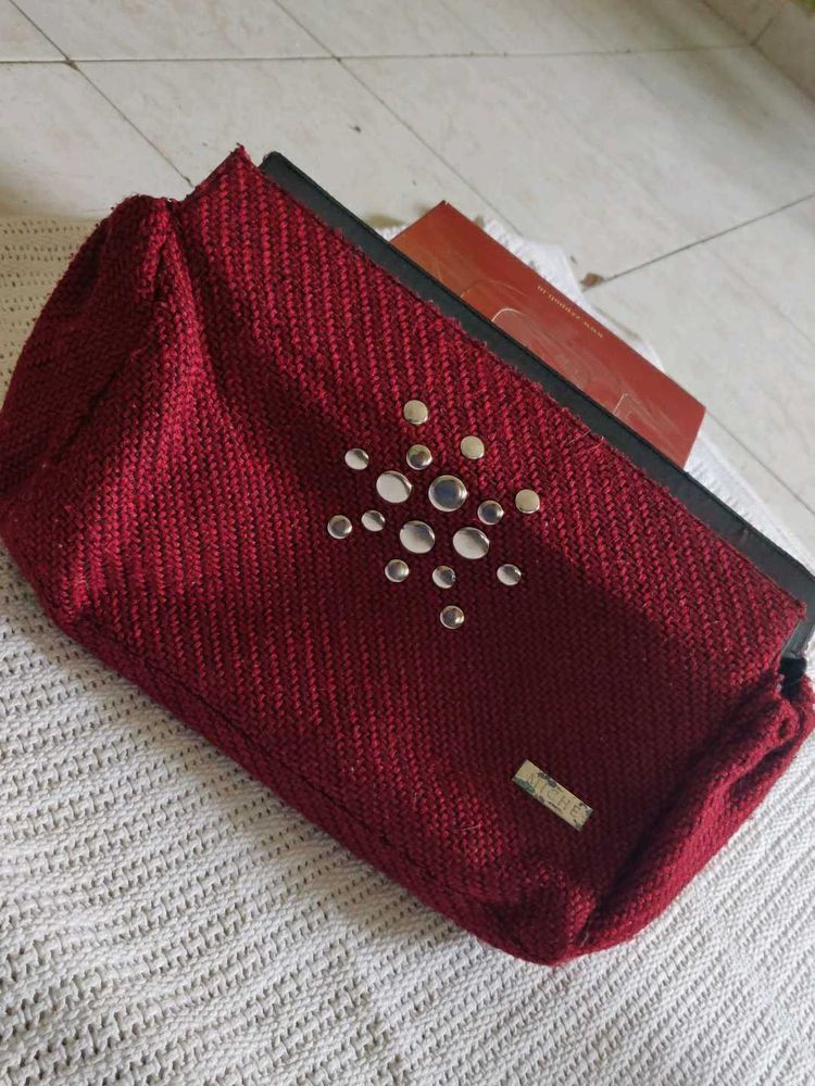 Chic Red Studded Clutch