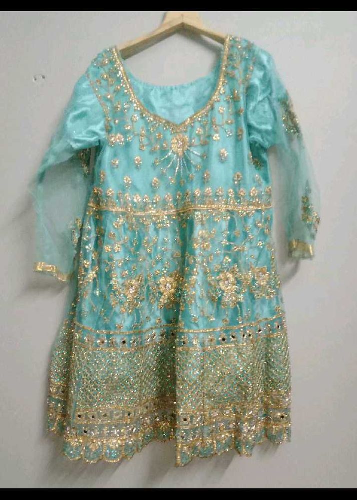Aqua &amp; Gold Embellished Dress