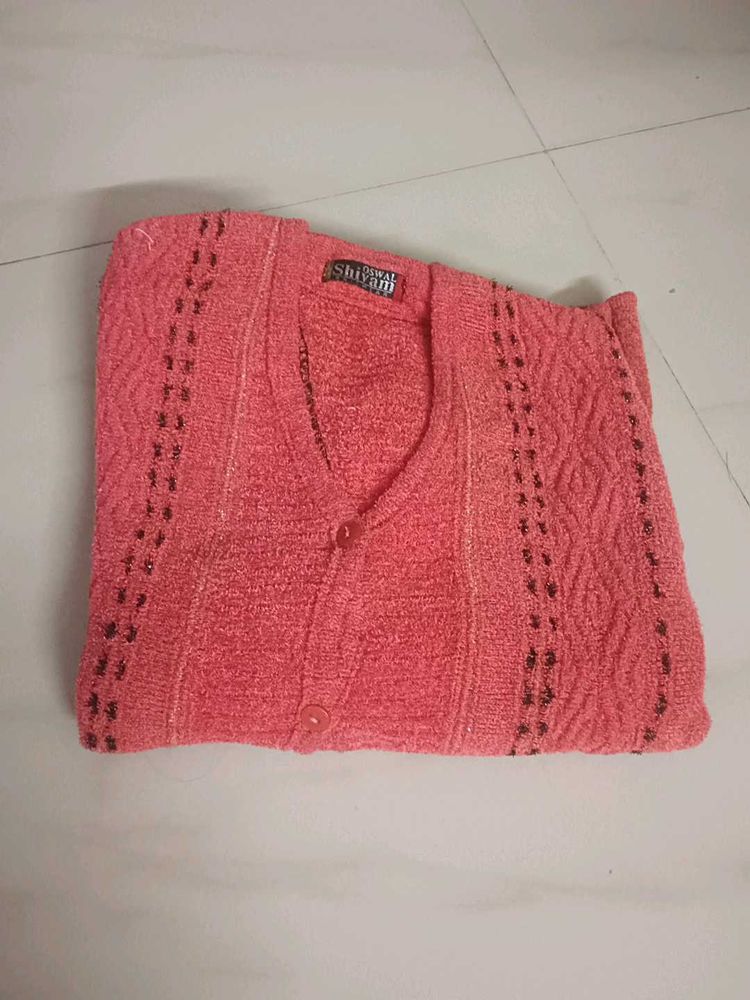 Coral wool Cardigan Sweater