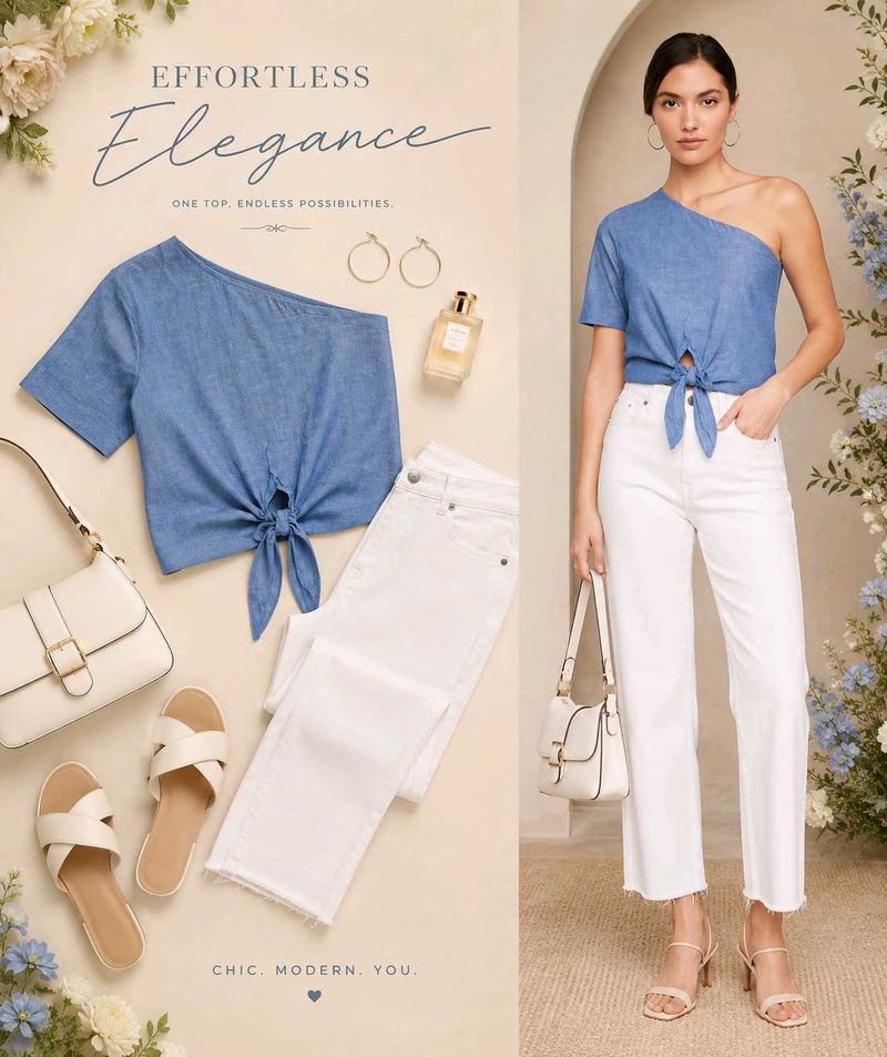 Chic One-Shoulder Tie-Front Top