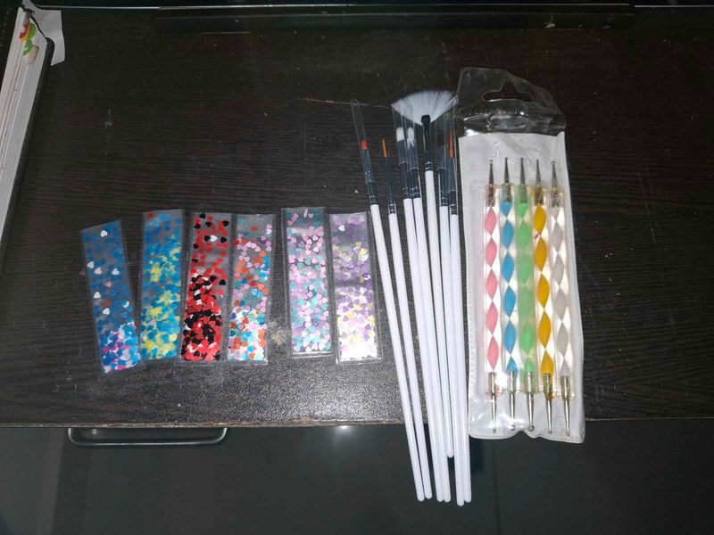 Nail Art Decal, Brush and Dotting Tool Set