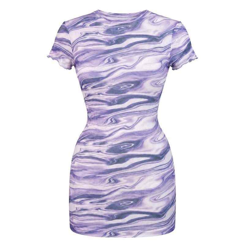 Trendy Marble Print Mini Dress