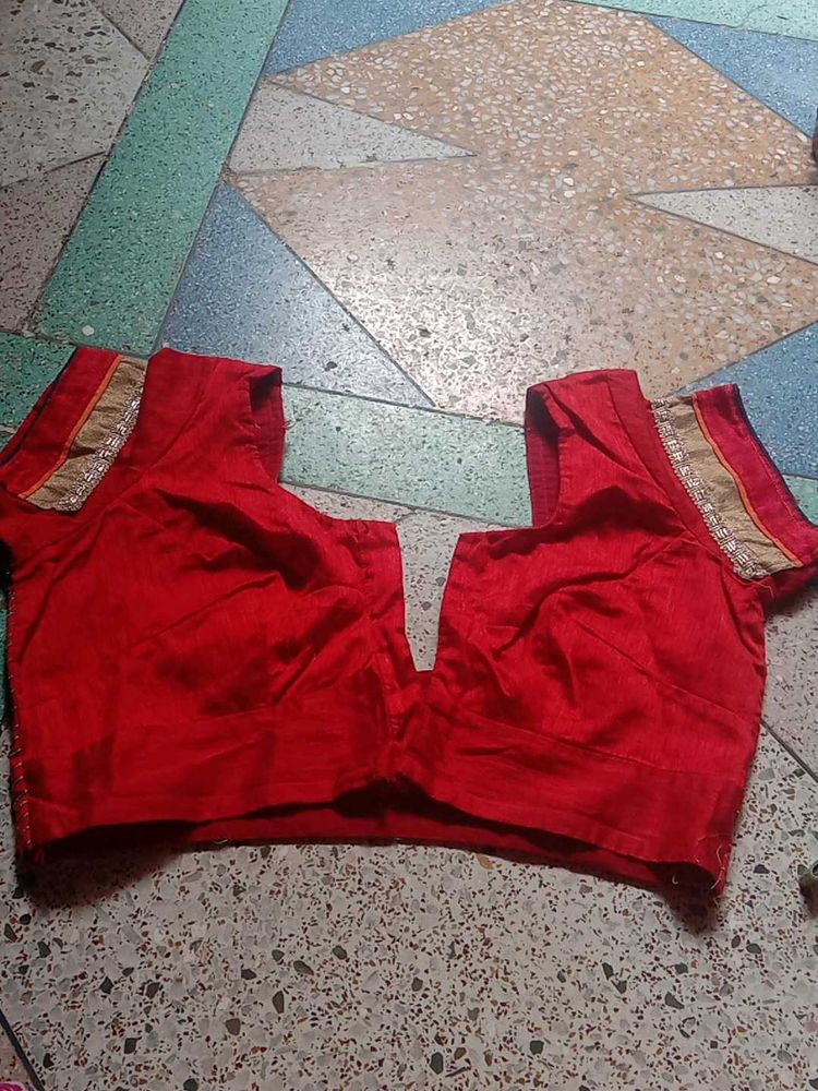 Red Readymade Saree Blouse