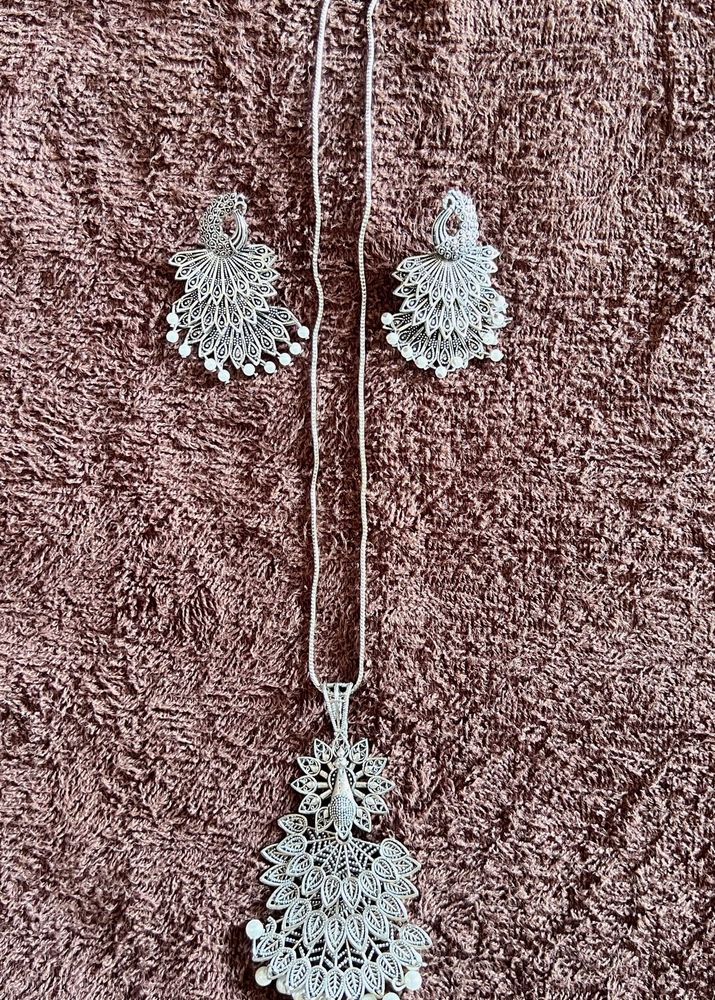 Peacock Design Necklace &amp; Earring Set