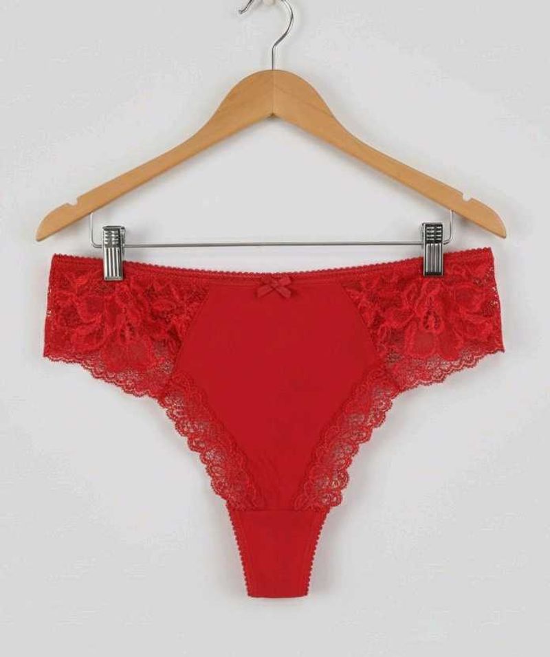 Red Lace Detail Thong ❤️