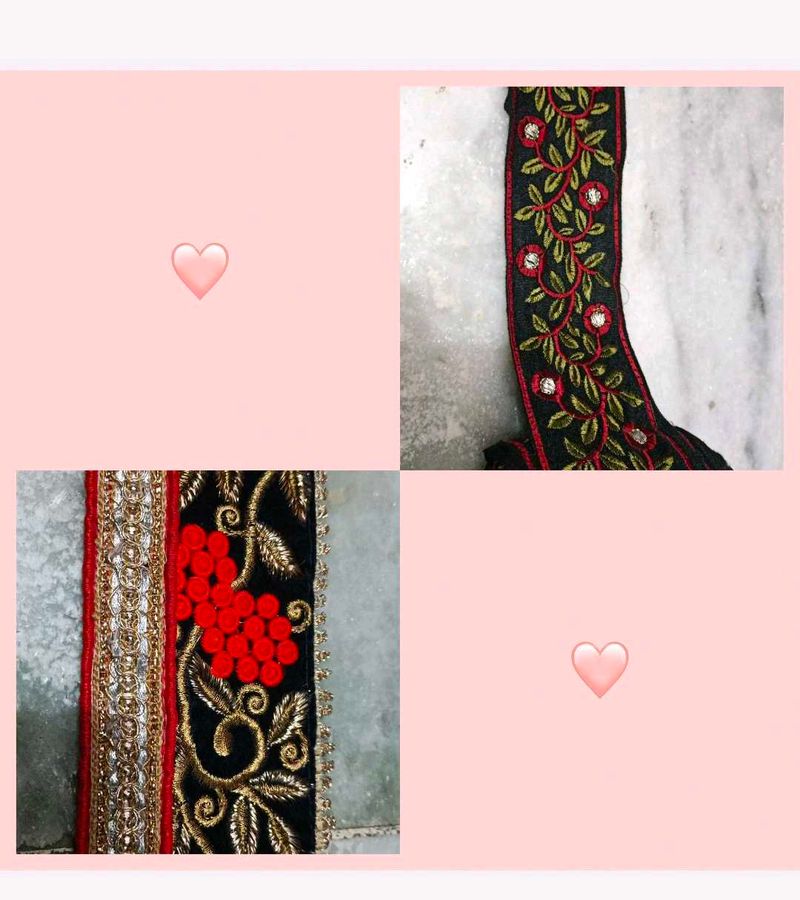 combo of Black &amp; Red boarder lace for saare