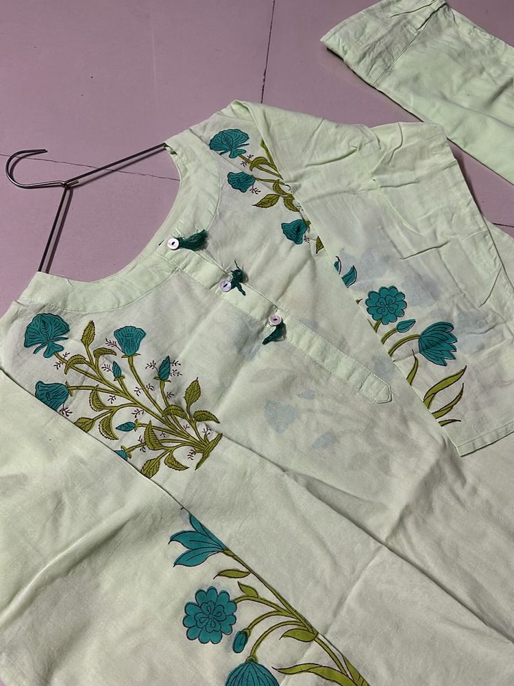 its is floral print kurti set its is osum work its cotton kurti set xxl size