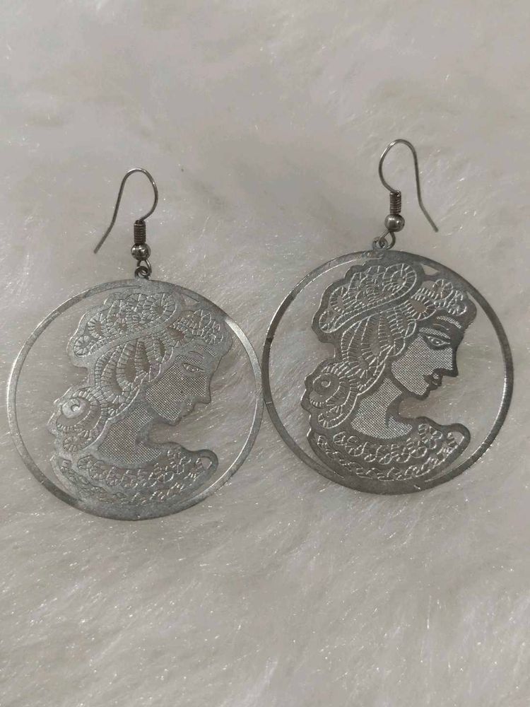 Vintage Style Cameo Hoop Earrings