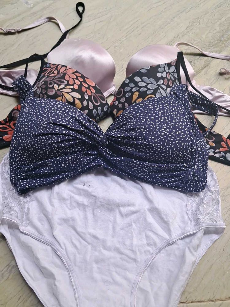 combo Of Four Imported Fabric Bra N Panty