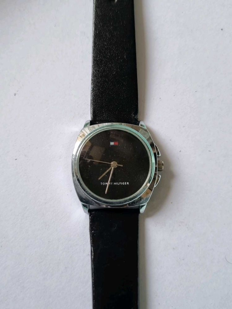 Tommy Hilfiger Black Leather Strap Watch