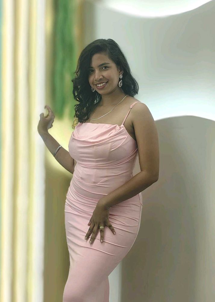 Elegant Pink Ruched Bodycon Dress