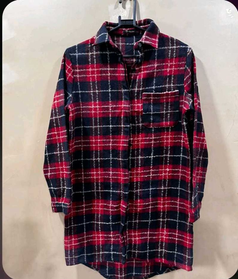 winter flannel long coat