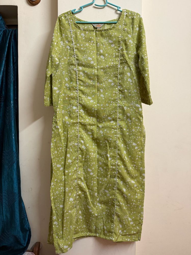 Green Floral Kurta