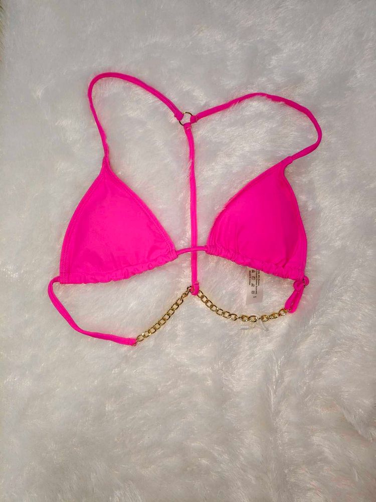 Vibrant Pink Chain Bikini Top