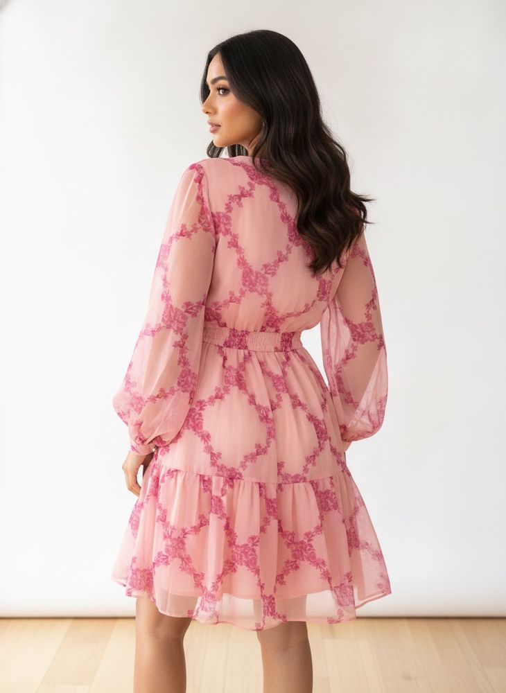 Chic Pink Floral Mini Dress