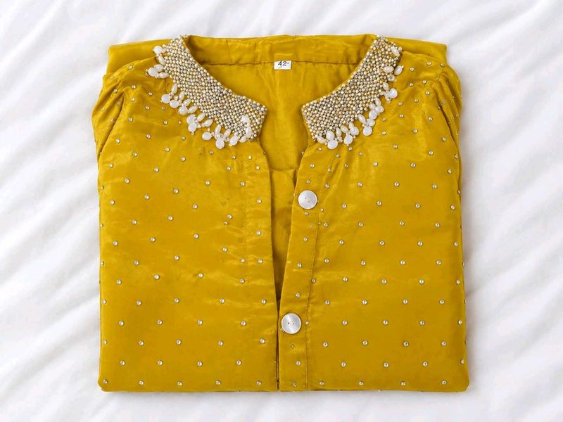 Yellow Embellished Kurta