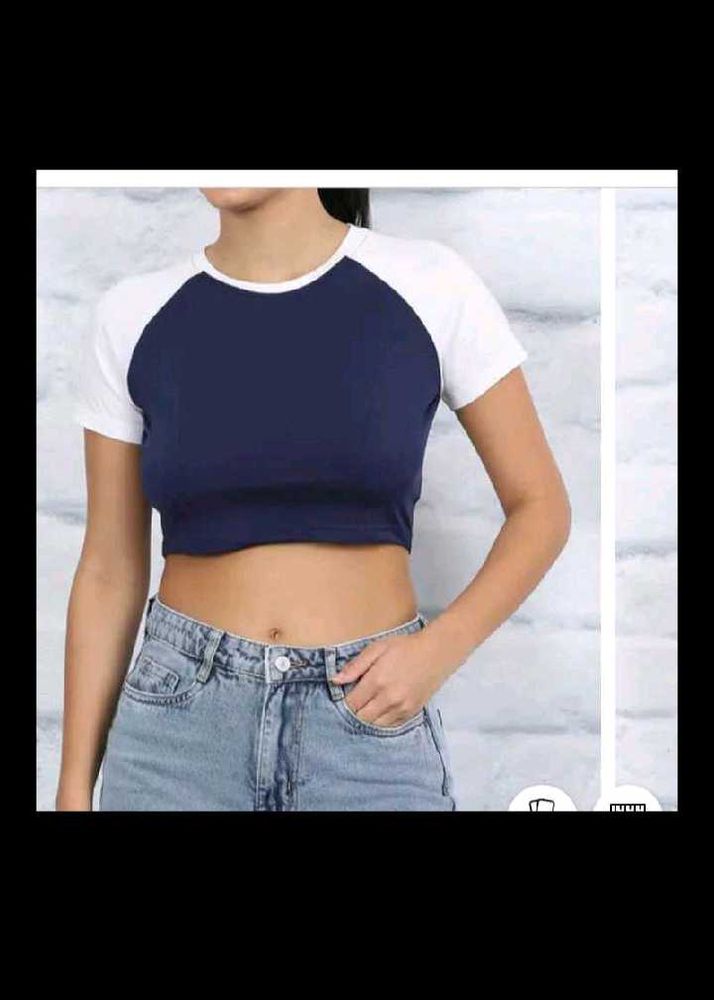 XS size Shein Navy Blue &amp; White Cropped Top