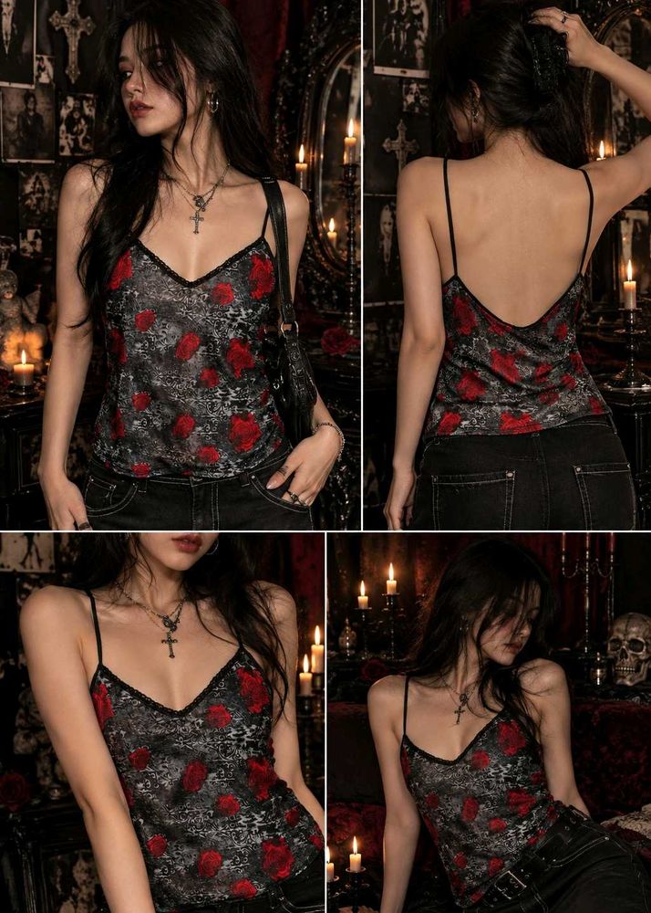 45209. Gothic Rose Print Camisole