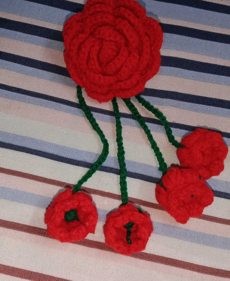 Handmade Crochet Rose Hair Clip