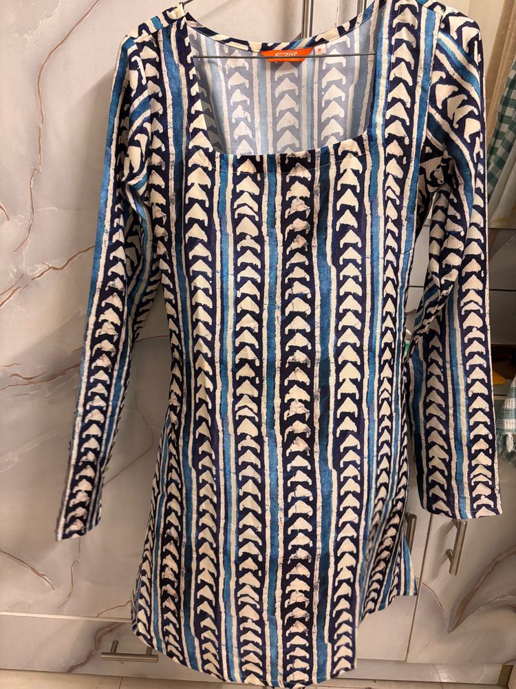Blue &amp; White Striped Kurta
