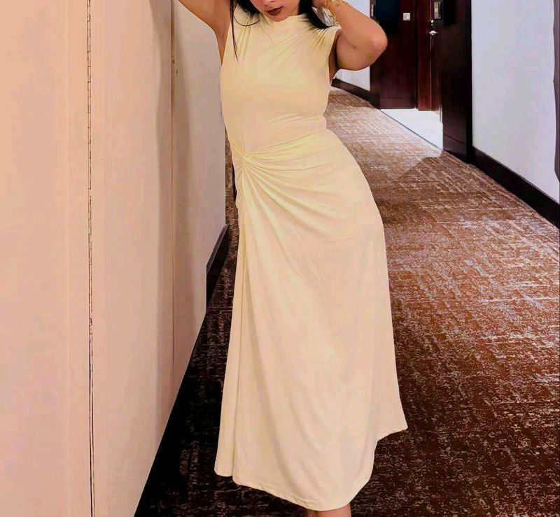 Elegant Ruched white bodycon Dress