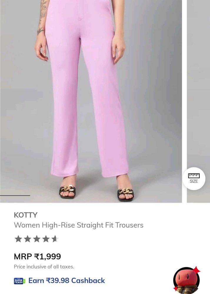 KOTTY Women High-Rise Straight Fit Trousers