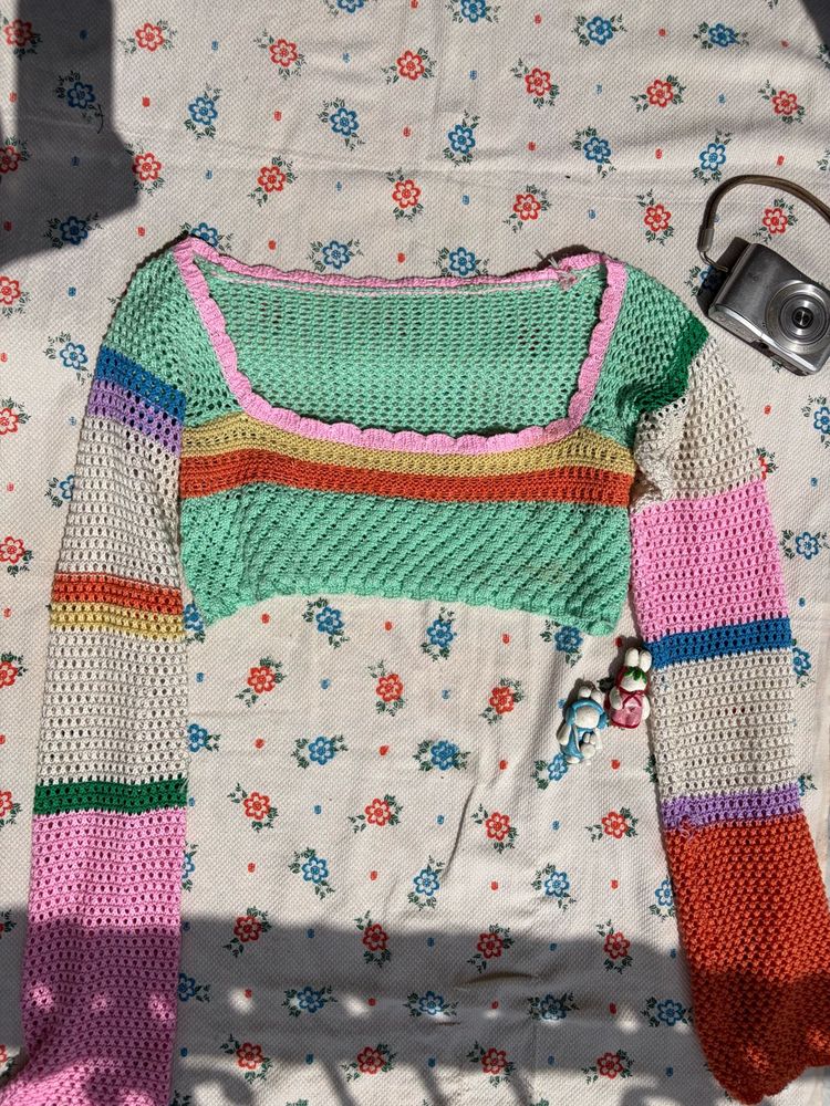 Colorful Crochet Crop Top