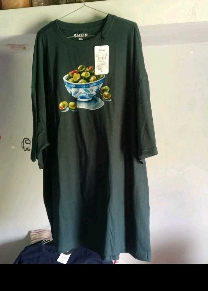 Dark Green Olive Print T-Shirt