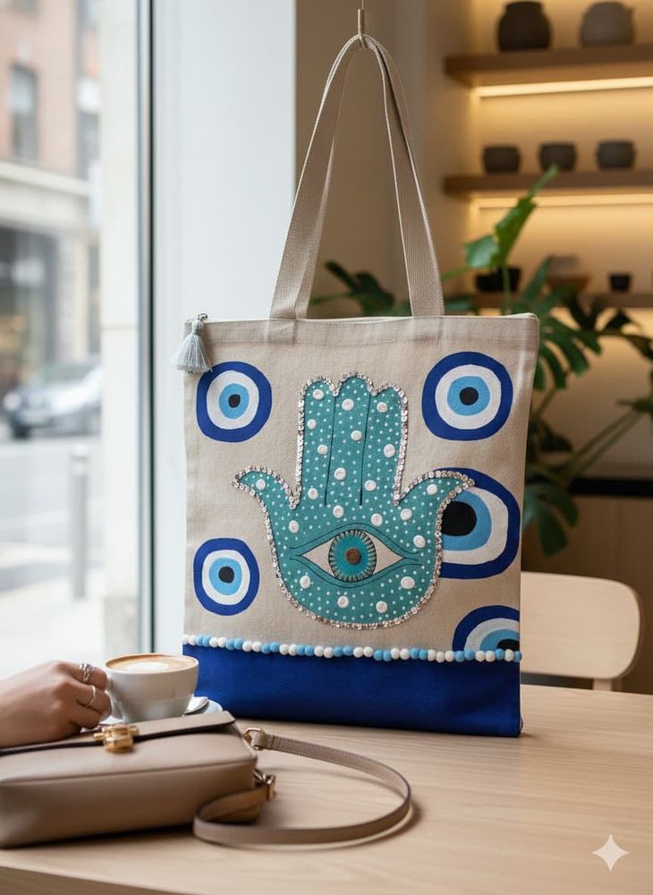 Evil eye tote bag