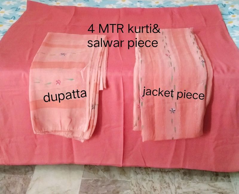 4piece Shimmer Jacket Mix Suit Set Unstitched