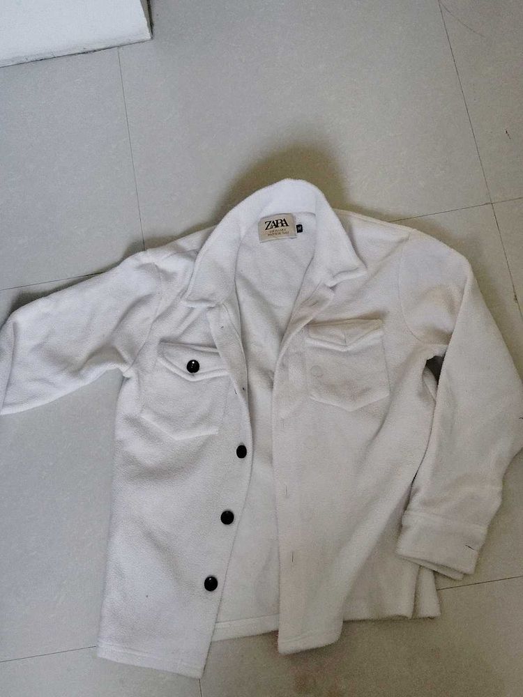 Vintage 90% Off Zara White Fleece Button-Up Shirt