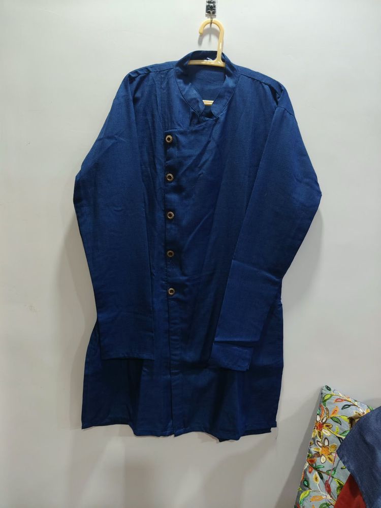 Stylish Blue Cotton Kurta with white pant