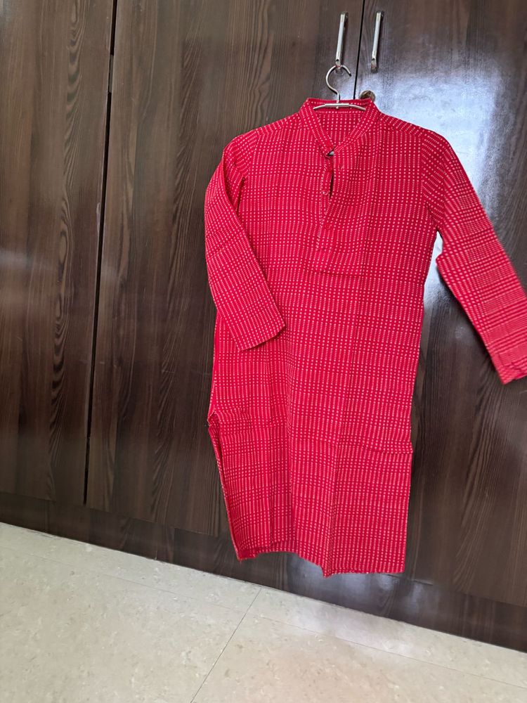 Red Striped Kurta