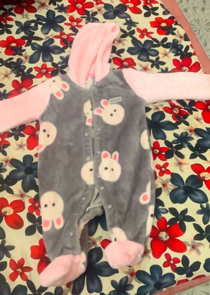 Bunny Print Fleece Onesie