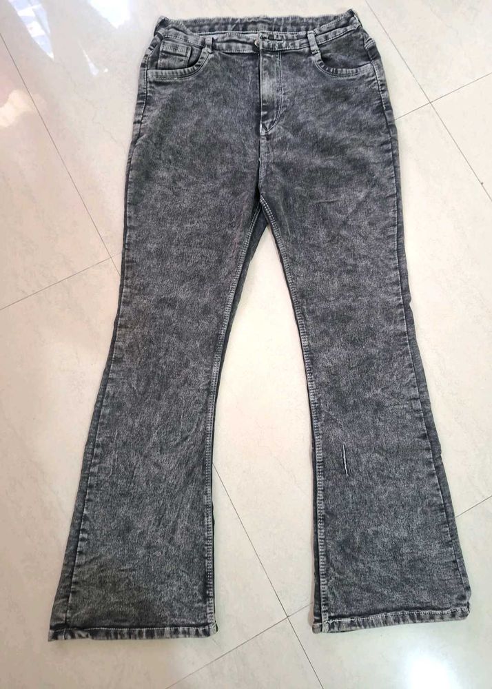 Grey Wash Flared Jeans