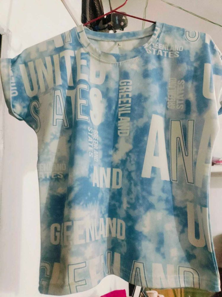 Blue Tie-Dye Graphic T-Shirt