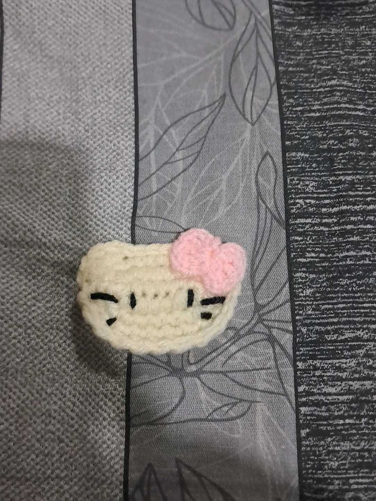 Crocheted Hello Kitty Hair Clip