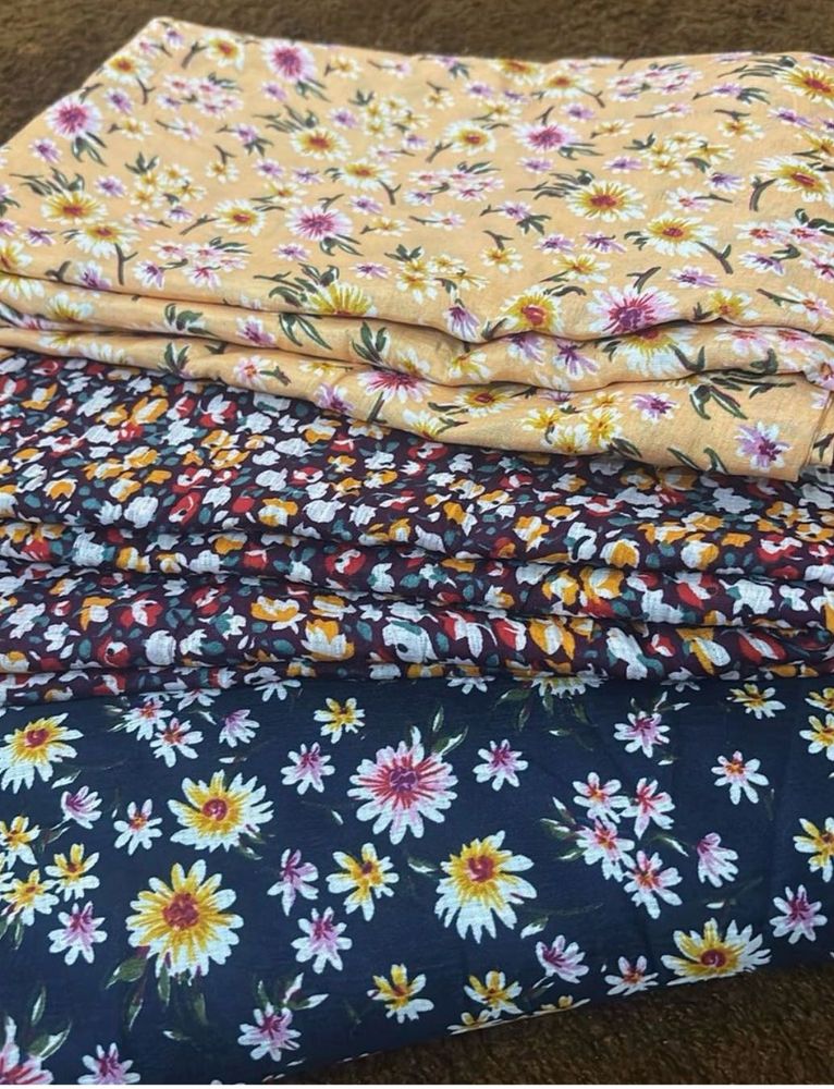 👉3 piece in 1 priceFloral Print Dress Material