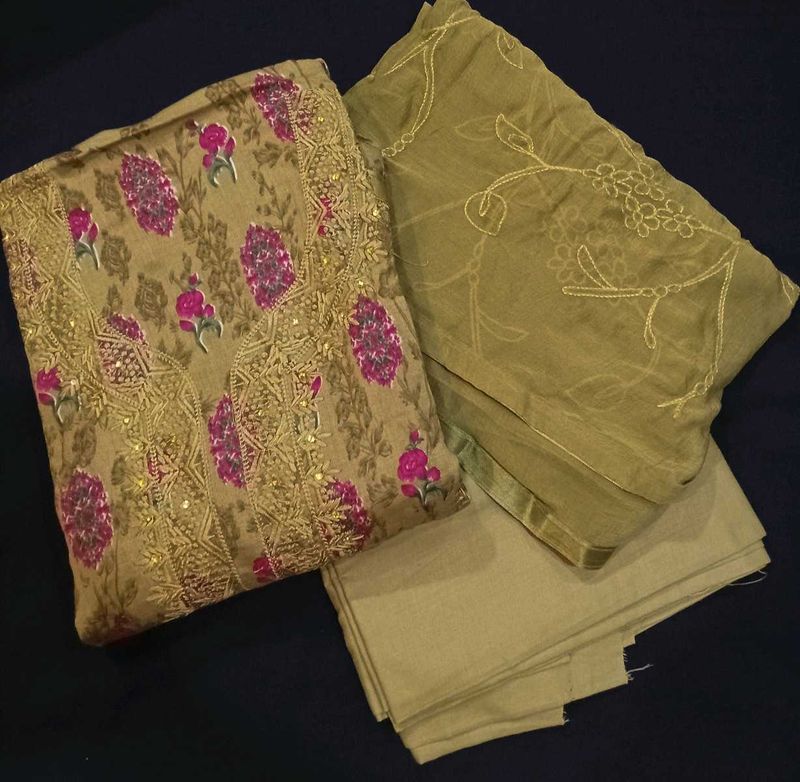 Unstitched Embroidered Salwar Kameez Set