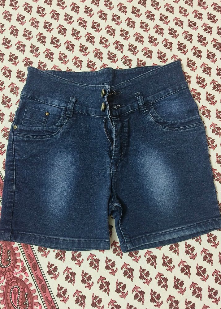 Dark Blue Denim Shorts