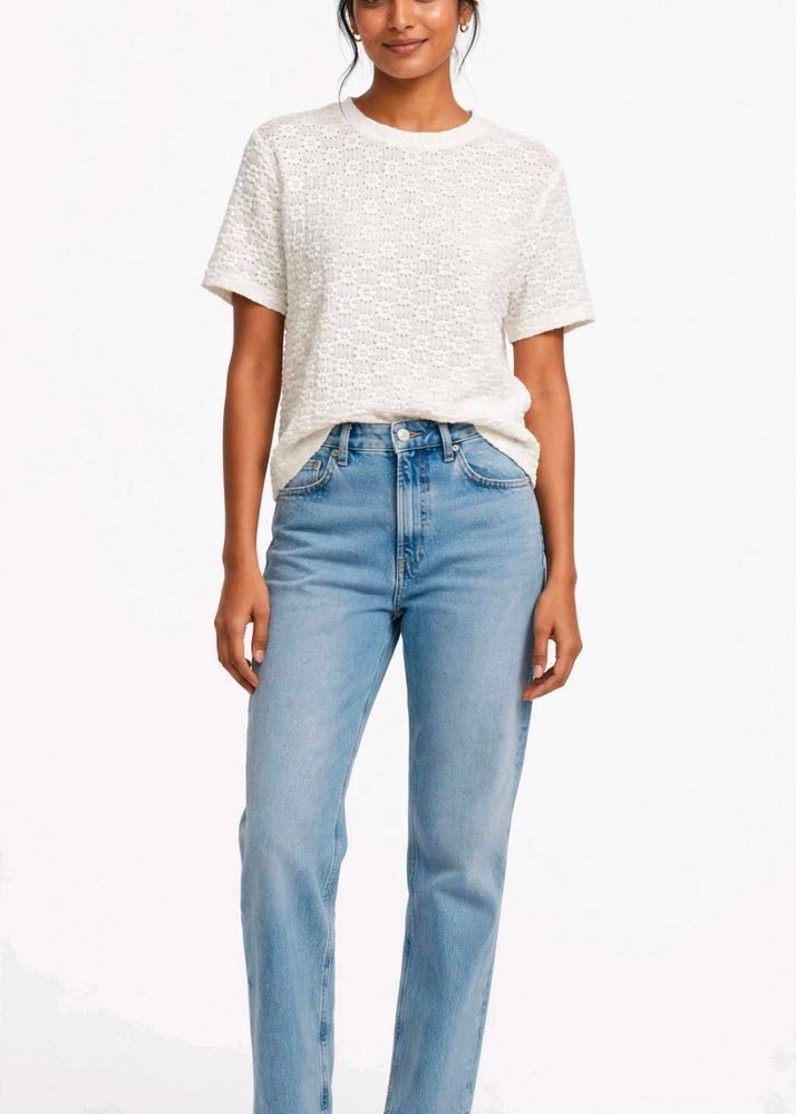 Cream Textured Cropped Top