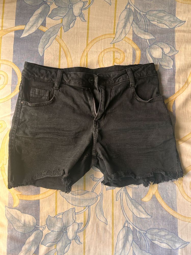 Black Denim Shorts